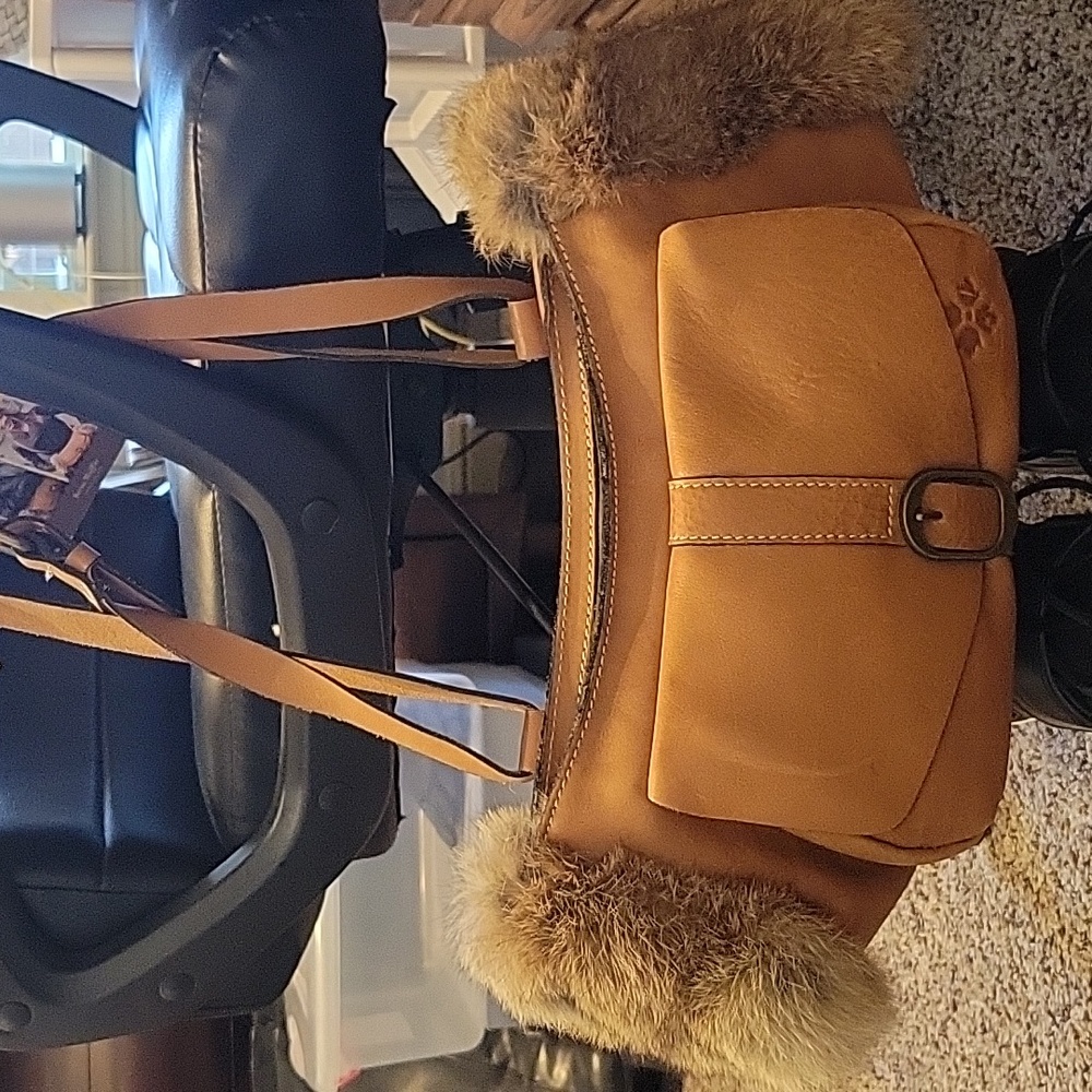 Patricia Nash Tan Shoulder Bag with Fur Trim
